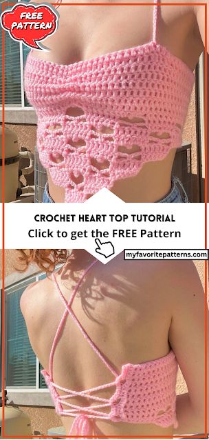 Click the link here to get a Free pattern Crochet Heart Top Tutorial The video teaches how to make a crochet heart top. The creator explains that the pattern isn’t theirs but was designed by someone else called Recreations. They use yarn, a crochet hook, stitch markers, and scissors for this project. The tutorial starts […] Crochet Tops Simple, Heart Top Crochet Pattern, Crochet Top Back Design, Simple Crochet Clothes, Free Crochet Summer Top Patterns, Simple Crochet Top Pattern Free, Crochet Summer Tops Free Patterns Easy, Crochet Tops Tutorial, Summer Crochet Tops Free Patterns