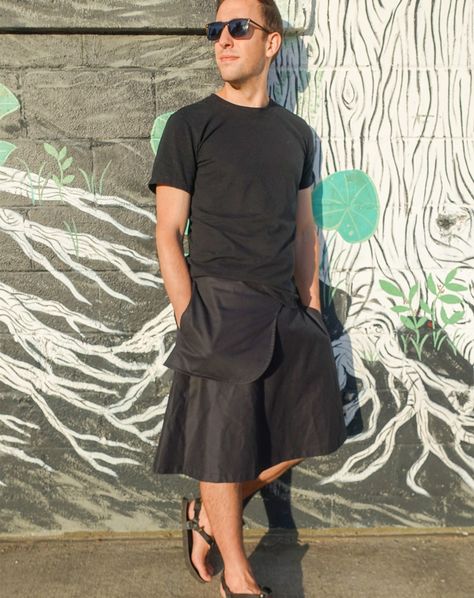 Mid Length Twill Black Skirt With Extra Pockets! You can wear this piece with or without the external pouch/pockets/belt, and you still have 2 functioning side seam pockets. #meninskirt #malefashion #genderlessfashion #blackskirt #skirtwithpockets #modestrenegade Genderless Fashion, Stylish Skirts, Mid Length Skirts, Sophisticated Design, Black Skirt, Classic Elegance, Side Pocket, Semi Formal, Mid Length