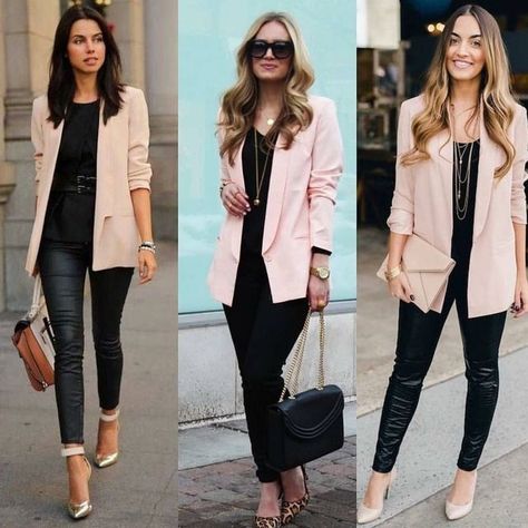 Business Women Casual Outfits Ideas on Instagram: "Business #casual women outfit ideas: Stylish and on-trend #outfits to make you feel confident. Business women, in particular, have to be mindful of all the different types of outfits that they need to wear for work. A blazer is an essential part of any business woman’s wardrobe and is usually paired with a dress or #skirt. A blazer can be worn with a #dress or skirt and it can also be worn with trousers or jeans. The key to making this outfit Blush Blazer Outfit, Light Pink Blazer Outfit, Pink Jacket Outfit, Pink Blazer Outfit, Business Casual Outfit Ideas, Blazer Rosa, Light Pink Blazers, Business Casual Outfit, Blazer Outfits Casual