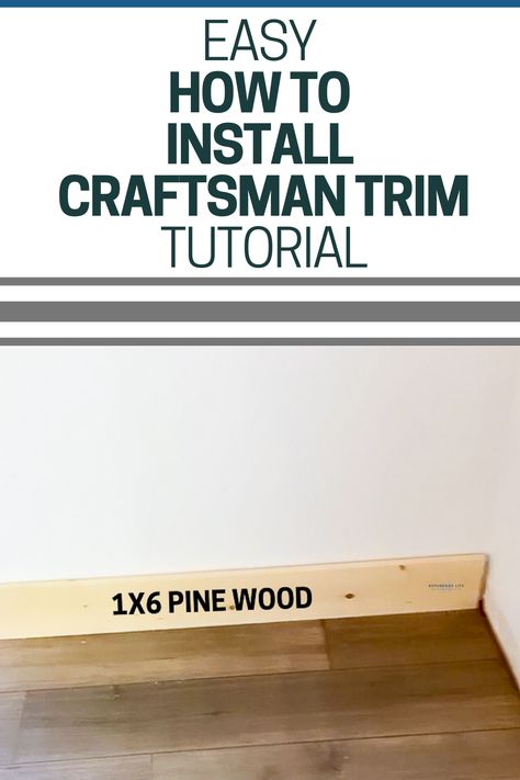 How to upgrade your builder grade trim to craftsman trim. An easy and inexpensive way to update any room. Craftsman Trim Interior Baseboard, Diy House Trim Interior, Redo Baseboards Wood Trim, Easy Cheap Trim Ideas, New House Trim Ideas, Change Trim In House, Update Trim On A Budget, How To Update Baseboards, Trim Floor Baseboards