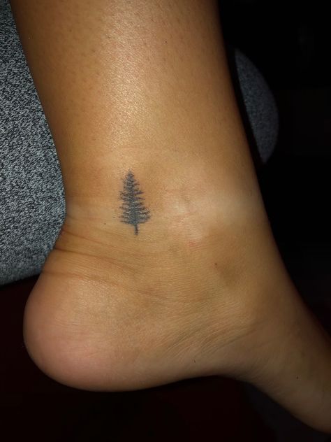 Stick & poke evergreen tattoo Pine Tree Stick And Poke, Larch Tattoo, Tree Stick And Poke, Northern Attitude Tattoo, Leaf Stick And Poke, Stick Season Tattoo, Evergreen Tattoo, Lil Tattoos, Small Nature Tattoo