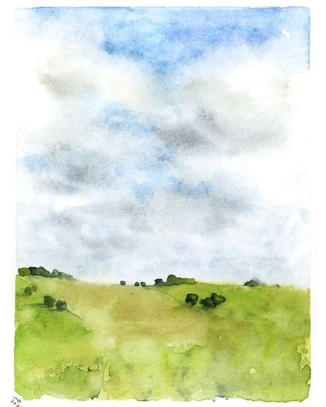 Blue and Green England Landscape Painting, Watercolor Scenery Art, Small Watercolor Countryside Wall Art, Giclee Print Fine Art. Cotswolds - Etsy Countryside Watercolor Paintings, Loose Watercolor Landscape, England Watercolor, England Landscape, Landscape Painting Watercolor, Loose Watercolor Paintings, Watercolor Scenery, Small Watercolor, Scenery Art