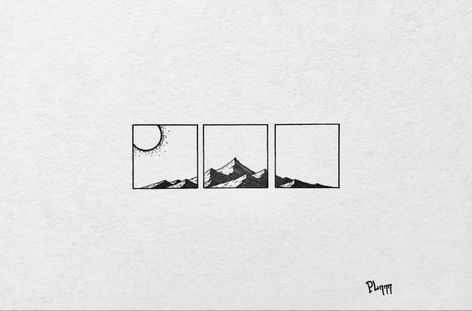 Mountain Tattoo, Small Tattoos For Guys, Line Art Tattoos, Hand Tattoos For Guys, Japanese Tattoo Art, Mini Drawings, Morning Sun, Simplistic Tattoos, Tattoo Design Drawings