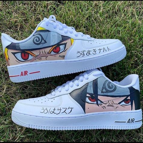 Naruto Theme, Naruto Shoes, Sasuke And Naruto, Custom Sneakers Diy, Custom Shoes Diy, Custom Nike Shoes, Drawings Tutorials, All Nike Shoes, Sneaker Art