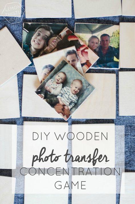 DIY Wooden Photo Memory - Lemon Thistle Wooden Photo Transfer, Thistle Crafts, Transfer Images To Wood, Lemon Diy, Game Diy, Photo Transfer, Learn Woodworking, Memory Game, Diy Photography