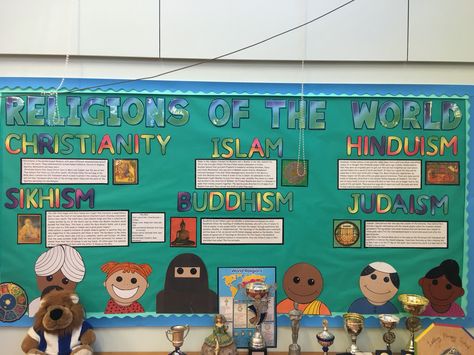 World Religions display, Ledbury primary school Re Displays School, Cultural Awareness Activities, Classroom Displays Secondary, Primary School Displays, Classroom Display Boards, Display Boards, School Displays, Classroom Display, Cultural Awareness