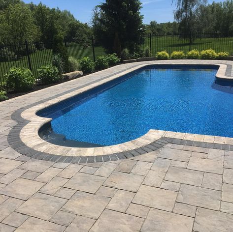 Pavers Around Inground Pool, Pool Hardscape Ideas, Modern Hardscape, Pool Hardscape, Hardscaping Ideas, Building A Stone Wall, Hardscape Backyard, Hardscape Ideas, Paver Designs