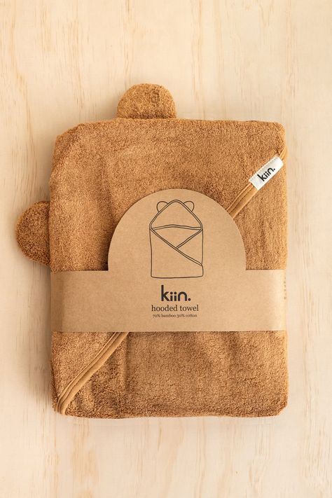 Hooded Towel - CARAMEL Cloths + Towels Kiin Baby Baby Hooded Towel, Baby Hooded Bath Towel, Baby Bath Towel, Hooded Bath Towels, Newborn Gown, Hooded Baby Towel, Baby Towel, Bear Ears, Surprise Party