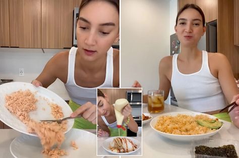 Emily Mariko's salmon rice recipe is going viral on TikTok Emily Salmon Bowl, Miso Salmon Recipe Cheesecake Factory, Viral Salmon Rice Bowl, Miso Salmon Cheesecake Factory, Salmon Rice Bowl Emily Mariko, Sushi Bake, Seaweed Snacks, Salmon And Rice, Cooking Salmon