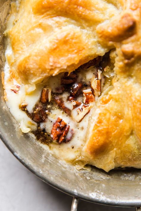 Baked Brie by The Modern Proper Pastry Baked Brie, Baked Brie With Jam, Baked Brie In Puff Pastry, Brie In Puff Pastry, Xmas Appetizers, Baked Brie Cheese, Bunco Food, Baked Brie Recipe, Baked Brie Appetizer