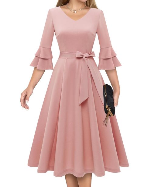 Vintage Pink Puff Sleeve Dress, 1950s Pink Vintage Dress With Short Sleeves, Inner Goddess, Black Dresses Casual, Elegant Chic, Long Prom Dress, Shop Top, Midi Dresses, Top Dress