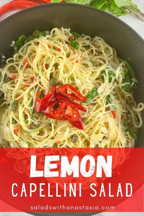 Cold Lemon Pasta Salad Recipes, Lemon Capellini Salad, Cold Angel Hair Pasta Salad, Lemon Capellini Pasta Salad, Lemon Caper Pasta Salad, Cold Lemon Pasta Salad, Angel Hair Pasta Salad Cold, Cold Lemon Pasta, Lemon Pasta Salad Recipes