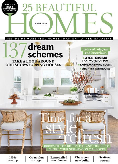 25 Beautiful Homes April 2023 25 Beautiful Homes, Cottage Retreat, Bright Bathroom, Interiors Magazine, Bright Homes, Modern Coastal, Stylish Kitchen, Coastal Cottage, Magazine Subscription