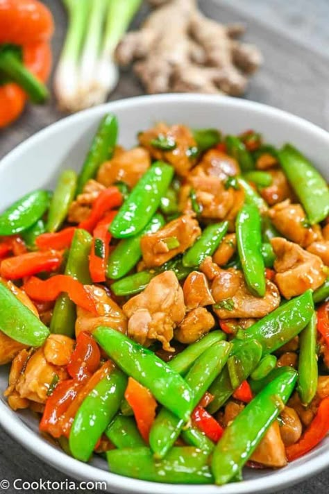 Chicken Snap Pea Stir-Fry | COOKTORIA Chicken Snap Peas, Chicken Snap Pea Stir Fry, Chicken And Pea Pods, Chicken With Snow Peas Stir Fry, Chicken And Snap Peas Stir Fry, Chicken And Pea Pods Stir Fry, Chicken Sugar Snap Peas Stir Fry, Chicken Snow Pea Stir Fry, Sauteed Snow Peas Recipe