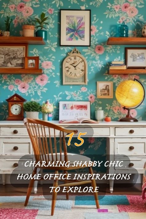 I absolutely adore this shabby chic home office setup! The vibrant floral wallpaper combined with vintage decor creates such a warm and inviting space. From the rustic wooden desk to the adorable accessories, every detail inspires creativity. Whether you're working or just relaxing, this space feels cozy and stylish. Join me in exploring some delightful ideas to transform your own home office into a shabby chic haven! Colorful Eclectic Office, Home Office Ideas Wallpaper, Funky Office Design, Vintage Desk Setup, Fun Home Office, Funky Office, Rustic Wooden Desk, Chic Home Office, Shabby Chic Home