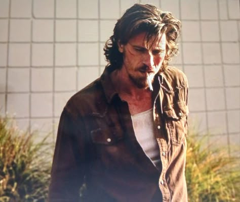 Lumberjack Men Aesthetic, Long Haired Cowboy, Long Messy Hair Men, Cowboy Face Claim, Mountain Man Aesthetic, Male Character Aesthetic, Cowboy Hair, Face Claims Male, Garret Hedlund