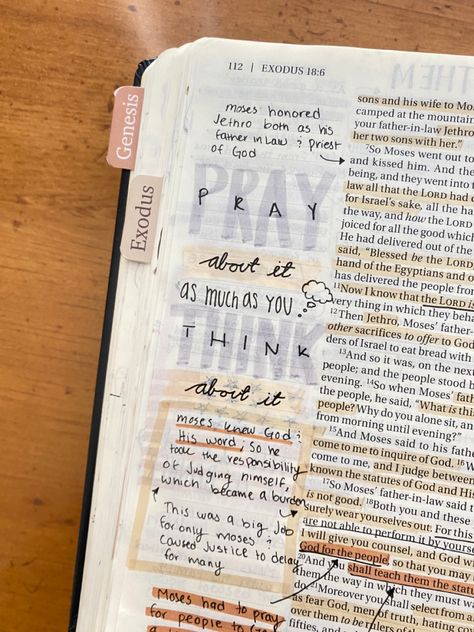 Notetaking Bible Ideas, Bible Aestethic, Side Of Bible Writing, Bible Notes Ideas In Bible, Bible Sticky Notes Ideas, Bible Journaling In Bible, Exodus Journaling, Journaling Bible Ideas, Bible Journaling Ideas Notebooks Layout