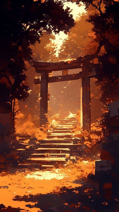 Golden Hour Drawing, Golden Hour Painting, Sakura Garden, Live Background, Facts About Halloween, Live Backgrounds, Halloween Facts, Japanese Art Prints, City Sky