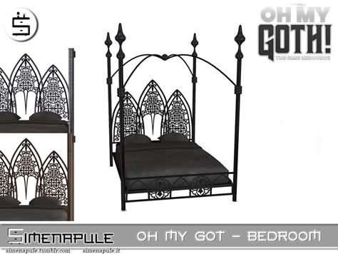 Sims 4 Cc Goth, Gothic Bed, Sims 4 Beds, Goth Houses, Sims 4 Cc Folder, Free Sims, Sims 4 Dresses, Sims Four, Sims4 Clothes