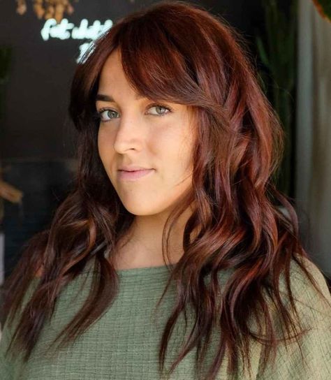 Dark Auburn Shade for Olive Skin Red Hair Olive Skin, Hair Olive Skin, Deep Auburn Hair, Ruby Red Hair, Red Hair Brown Eyes, Pretty Red Hair, Red Hair Color Ideas, The Right Hairstyles, Wedding Hair Colors