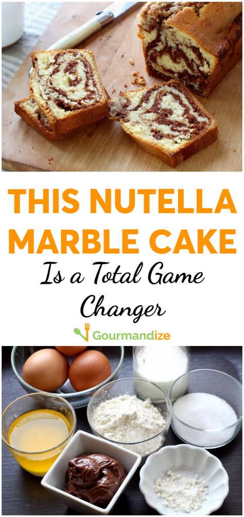 Nutella Marble Cake, Vanilla Nutella Cake, Nutella Loaf Cake, Cake With Pictures, Bread Items, Foodie Desserts, Marble Cake Recipes, Sweet Pies, Quick Cake