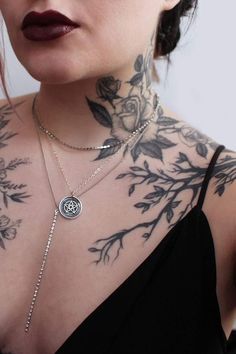 tattoo Word Neck Tattoos, Chest Neck Tattoo, Neck Tattoo Women, Front Neck Tattoo, Side Neck Tattoo, Necklace Tattoo, Throat Tattoo, Neck Tattoos Women, Best Tattoos For Women