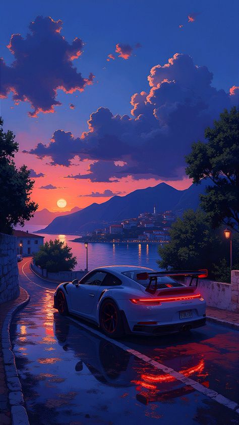 Japanese Pop Art, Cool Car Drawings, Car Artwork, Cool Car Pictures, Wallpaper Animes, Gt3 Rs, Beautiful Locations Nature, Porsche Cars, Locked Wallpaper