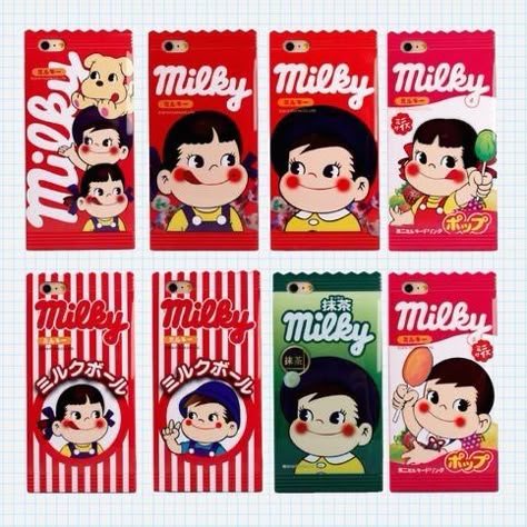 Milky Candy, Peko Chan, Candy Phone Cases, Cute Snacks, Cartoon World, Food Packaging Design, Up Book, Food Drawing, Ice Cream Cake