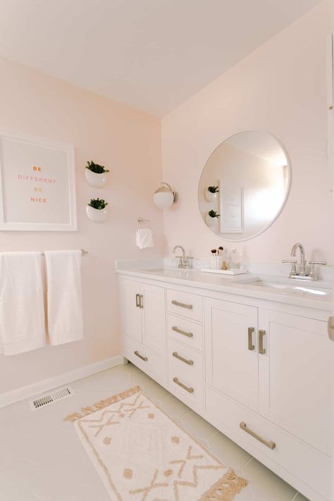 Blush Bathroom, Bathroom Transformation, Makeover Before And After, Small Bathroom Makeover, A Beautiful Mess, Girls Bathroom, Main Bathroom, Beautiful Mess, Guest Bathroom