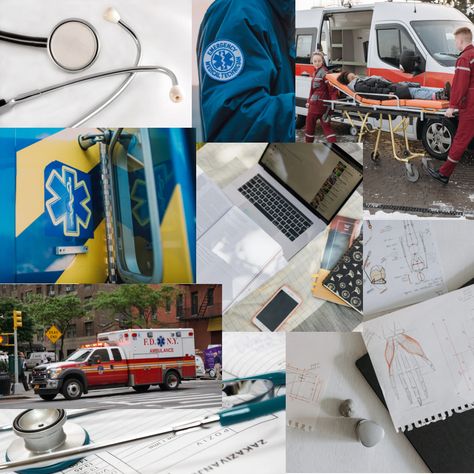 Ems inspo!! #aesthetic #collage #ems #Emt #paramedic #medicine #inspo #firstresponder #studymotivation #wallpaper Paramedic Vision Board, Emt Aesthetics, Emt Student Aesthetic, Paramedics Aesthetic, Emergency Medicine Wallpaper, Emt Paramedic Aesthetic, Paramedic Wallpaper, Emt Aesthetic, Ems Aesthetic