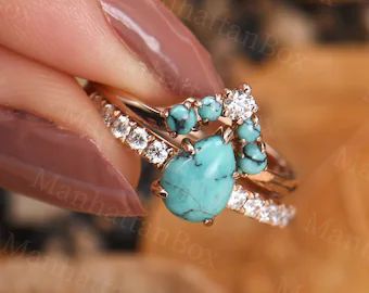 Turquoise bridal ring sets | Etsy Western Engagement Rings, Wedding Ring Stone, Western Wedding Rings, Turquoise Engagement Ring, Turquoise Diamond Rings, Turquoise Wedding Rings, 18k Gold Engagement Ring, Turquoise Ring Engagement, Western Rings