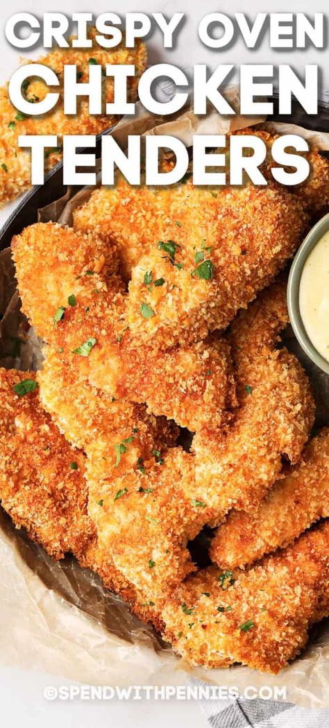 Mary Makes It Easy Oven Fried Chicken, Best Chicken Tenders Recipe Oven Baked, Crunchy Baked Chicken Tenders, Homemade Chicken Tenders Oven, Crispy Oven Chicken Tenders, Oven Baked Breaded Chicken Tenders, Homemade Chicken Strips Baked, Oven Baked Crispy Chicken Tenders, Breaded Chicken Tender Recipes