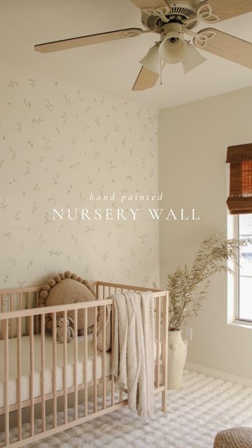 Olive Branch Nursery, Nursery Stencil Wall, Hand Painted Nursery Wall, Hand Painted Nursery, Painted Nursery, Nursery Diy, Nursery Reveal, Olive Branches, Nursery Room Design