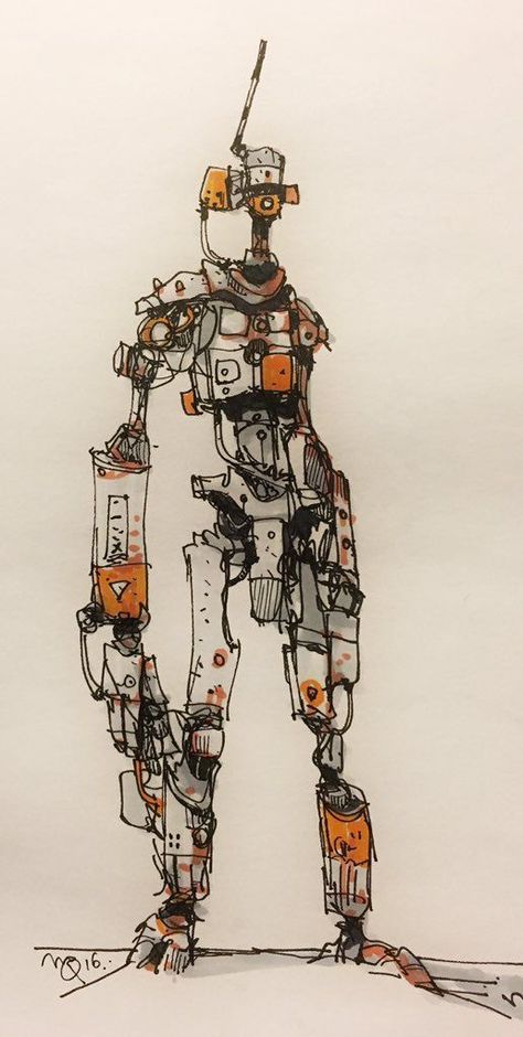 Mecha Character Design, Robot Drawing Ideas, Cyberpunk Robot, Ian Mcque, Robot Design Sketch, Robot Sketch, Robot Illustration, Cool Robots, Arte Robot