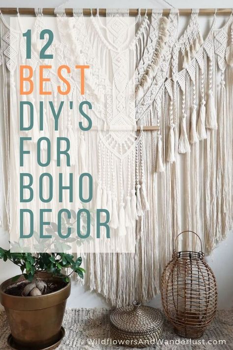 Cozy Chic Decor, Diy Boho Decor Bedroom Projects, Diy Boho Art, Dollar Tree Boho Diy, Cheap Boho Decor Ideas, Boho Diy Crafts, Boho Spring Decor, Cozy Boho Bedroom Ideas, Boho Glam Decor