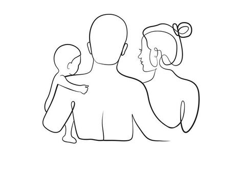 Mom Dad Baby, Line Print, Family Of Three, Dad Baby, Pola Sulam, Mom Art, Baby Tattoos, Art Minimaliste, Instagram Highlight Icons