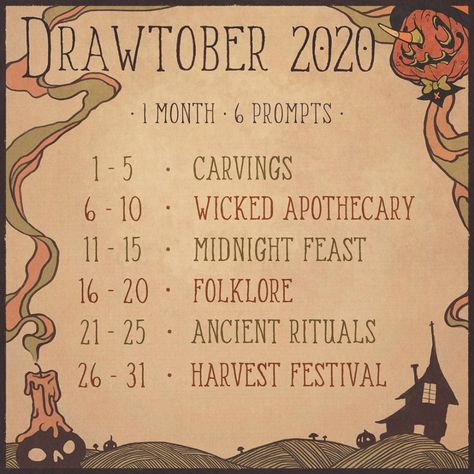 Drawtober (@drawtober) • Photos et vidéos Instagram Anime Inktober, Inktober Prompts, Art October, Corn Husk Dolls, Prompt List, Drawing Ideas List, Day List, Month Of October, Drawing Prompts