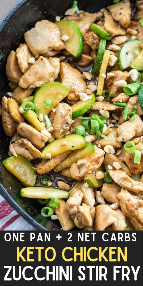 This Keto Chicken Zucchini Stir-Fry is a low carb, one pan dinner recipe. Each serving of this chicken vegetable stir-fry has about 2 net carbs! Keto Sesame Chicken, Sesame Chicken Stir Fry, Chicken Vegetable Stir Fry, Keto Stir Fry, Zucchini Stir Fry, Chicken And Zucchini, Stir Fry Recipes Chicken, Boiled Egg Diet Plan, Asian Sauce