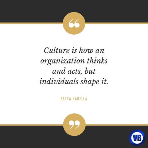 "Culture is how an organization thinks and acts, but individuals shape it."  - Satya Nadella   #Quote #HR #Leadership #Culture #Value Satya Nadella Quotes, Workplace Culture Quotes, Work Culture Quotes, Company Culture Quotes, Positive Work Culture, Work Environment Quotes, Hr Quotes, Leadership Ideas, Satya Nadella