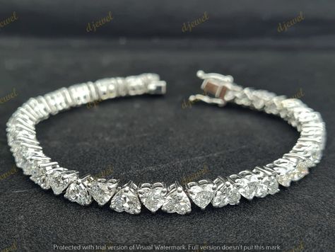 Womens Tennis Bracelet 16 Ct Heart Cut Simulated Diamond 14K White Gold Finish Heart Shape Bracelet, Everyday Jewellery, Bracelet Tennis, Bracelet Heart, Man Made Diamonds, Womens Tennis, Everyday Jewelry, Heart Bracelet, Tennis Bracelet