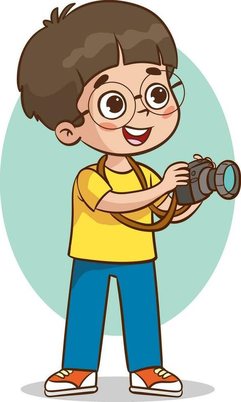 Photographer Clipart, Camera Vector Illustration, Camera Vector, Learning Books, English Learning Books, Animation Art Character Design, English Learning, Children Illustration, Learn English