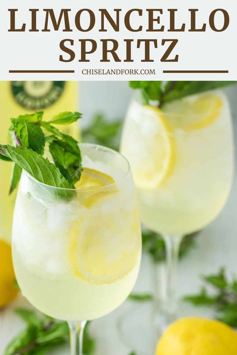 Italian Spritz, Limoncello Spritz, Limoncello Cocktails, Limoncello Recipe, Homemade Limoncello, Italian Drinks, Boozy Drinks, Summer Cocktail Recipes, Mixed Drinks Recipes