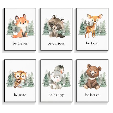 PRICES MAY VARY. 🦊【Notes】 For our forest animal nursery decor wall art sizes, it should be noticed that dimension of 8*10in and 12*16in are ONLY for cute animal posters content, animal print poster is wrapped and stretched in a wood frame and set in a black aluminum frame (Two Frames)to create an immersive 3D effect that makes the artwork look great. 🐇【Durable & High Quality】 Our animal pictures wall art motivational posters are made of high-quality canvas material to ensure durability. Baby a Woodsy Animal Nursery, Cricut Woodland Animals, Forest Creature Nursery, Sage Green Animal Nursery, Baby Forest Animals Theme Nursery, Meadow Themed Nursery, Nursery Ideas Outdoor Theme, Woodland Animal Theme Nursery, Sage Green Woodland Nursery