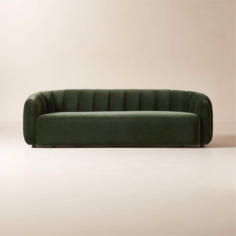 Fitz 98" Channeled Green Velvet Sofa | CB2 Green Velvet Loveseat, Teal Velvet Sofa, Grey Velvet Sofa, Blue Velvet Sofa, Black Leather Sofas, Velvet Loveseat, Green Velvet Sofa, Green Sofa, Tufted Sofa