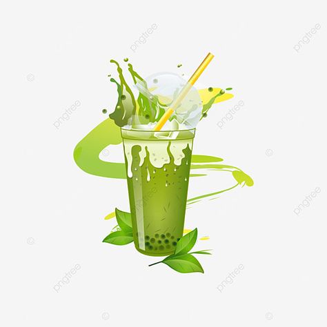 Thai Tea Boba, Tea Vector, Tea Clipart, Green Thai, Thai Milk Tea, Green Milk, Pearl Tea, Thai Tea, Tea Green