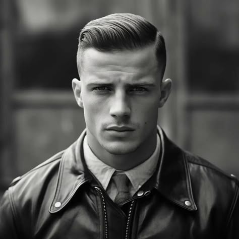 British Hairstyle, 1940s Mens Hairstyles, 1950s Mens Hairstyles, Vintage Hairstyles For Men, Old School Haircuts, Hairstyle 1940, Military Haircuts Men, Classic Mens Haircut, Gentleman Haircut