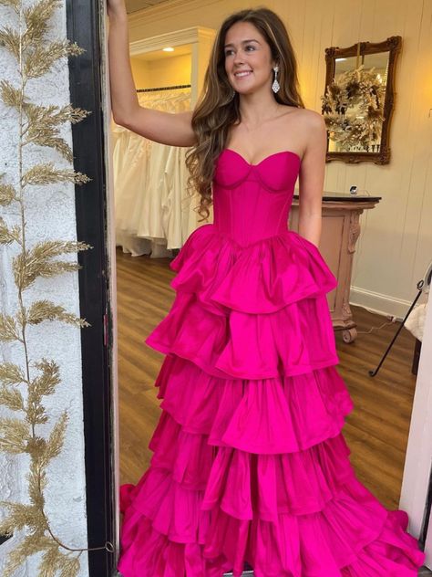 Custom Dress, Sweetheart Prom Dress, Strapless Corset, Satin Prom Dress, Note Box, Dress Satin, Fuchsia Color, Long Prom Dress, Custom Dresses