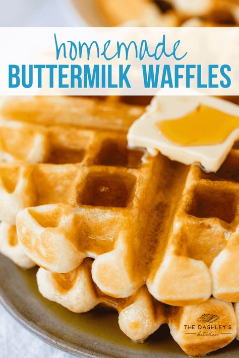 With crisp, golden exteriors and soft, tender insides these waffles are perfectly delicious. Classic Buttermilk Waffles are sweet and buttery. Waffles are the perfect breakfast food for whipping up on lazy Saturday or Sunday mornings. Easy and quick to make, this recipe is sure to become a favorite breakfast and brunch go-to. | classic buttermilk waffle | buttermilk waffle | waffle | waffle recipe| breakfast recipe | brunch recipe | Waffle Recipe Buttermilk, Buttermilk Waffle Recipe, Waffles With Buttermilk, Homemade Buttermilk Waffles, Buttermilk Waffle, Waffles Buttermilk, Crispy Buttermilk Waffles, Malted Waffle Recipe, Easy Buttermilk Waffle Recipe