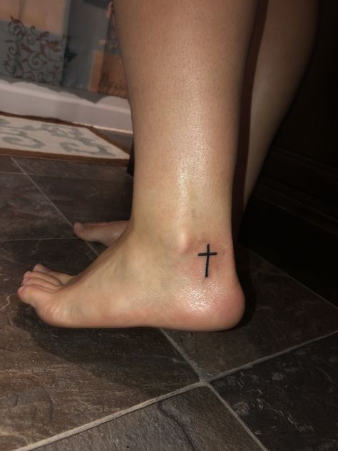 Ankle Tattoos For Women Christian, Biblical Ankle Tattoos For Women, Cross Tattoos For Women Ankle, Cross On Ankle Tattoo, Cross Ankle Tattoos For Women, Ankle Cross Tattoo, Cross Tattoo On Ankle, Cross On Ankle, Back Ear Tattoo