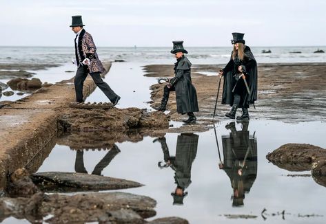 The Whitby goth weekend – in pictures | UK news | The Guardian Whitby Goth Weekend, Seaside Town, Bram Stoker, Seaside Towns, The Seaside, Uk News, Steampunk Fashion, Bradley Mountain, Dracula